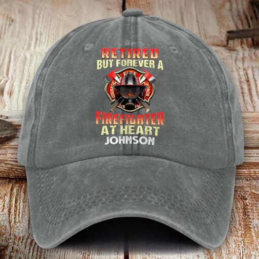Personalized Fire Fighter Distressed Washed Cotton Printed Hat MQHM5100504 - Image 4