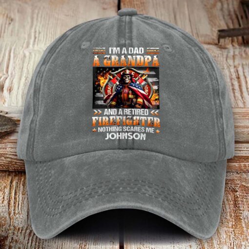 Personalized Fire Fighter Distressed Washed Cotton Printed Hat MQHM5120501 - Image 4