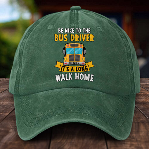 Personalized School Bus Distressed Washed Cotton Printed Hat MQHH5140503 - Image 4