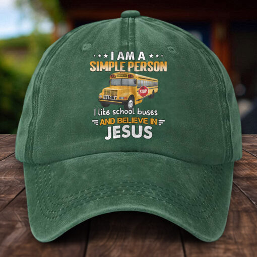 Personalized School Bus Distressed Washed Cotton Printed Hat MQHH5150505 - Image 4