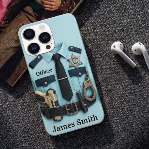Personalized 2D Flat Police Phone Case QFHM5060501 - Image 4