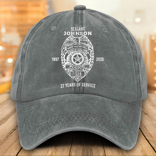 Personalized Police Distressed Washed Cotton Printed Hat MQTO5140502 - Image 3