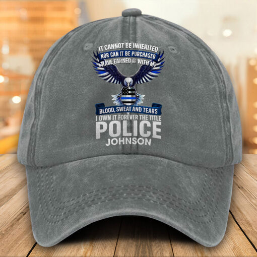 Personalized Police Distressed Washed Cotton Printed Hat MQTO5200503 - Image 4