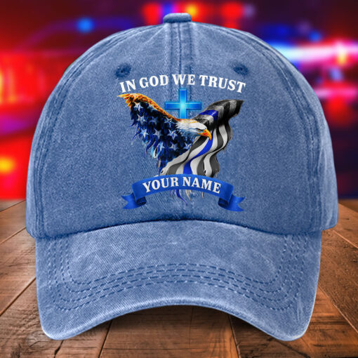 Personalized Police Distressed Washed Cotton Printed Hat MQHA5220501 - Image 4