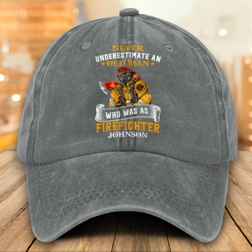 Personalized Firefighter Distressed Washed Cotton Printed Hat MQTO5220504 - Image 3