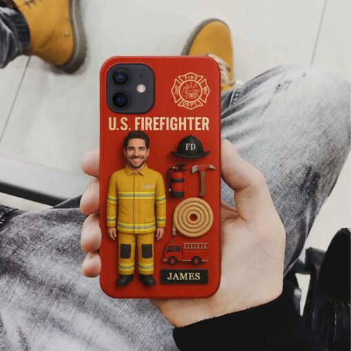 Personalized Photo Face Firefighter Phone Case, Retired Firefighter Gift, Gift For Fireman UKHM5080503 - Image 5