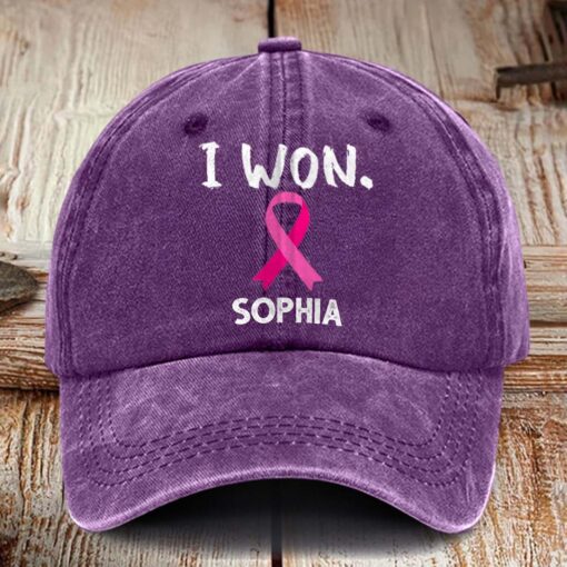 Personalized Breast Cancer Awareness Distressed Washed Printed Hat NPHM5080504 - Image 4