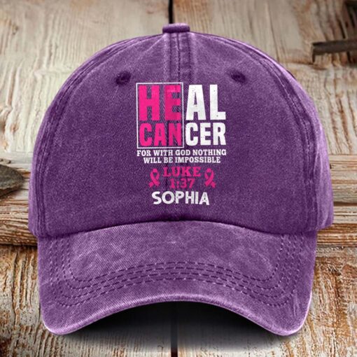 Personalized Breast Cancer Awareness Distressed Washed Printed Hat NPHM5080505 - Image 4