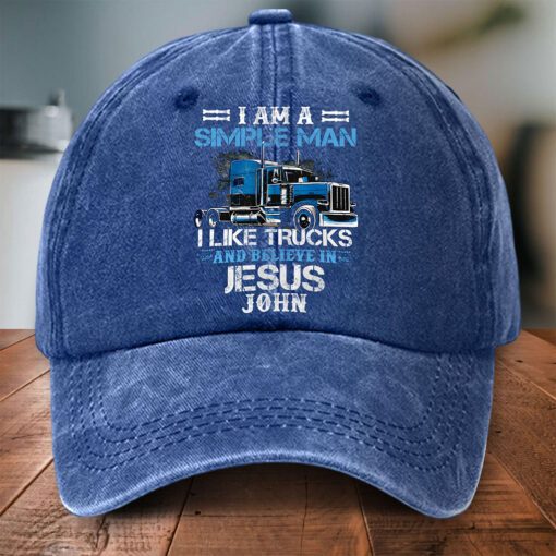 Personalized Truck Driver Distressed Washed Cotton Printed Hat MQPY5090502 - Image 2
