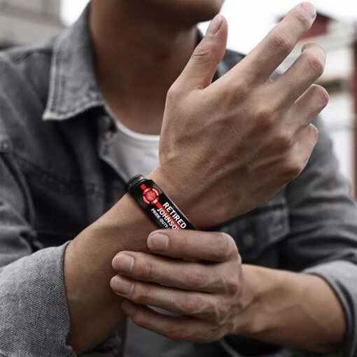 Thin Red Line Firefighter Retirement Bracelet – Personalized Fire Dept Gift with Name & Badge for Retired Firefighters MQHA5140502 - Image 5