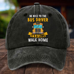 Personalized School Bus Distressed Washed Cotton Printed Hat MQHH5140503