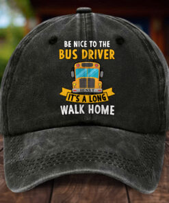 Personalized School Bus Distressed Washed Cotton Printed Hat MQHH5140503