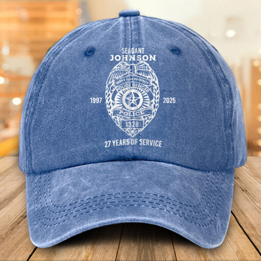 Personalized Police Distressed Washed Cotton Printed Hat MQTO5140502 - Image 2