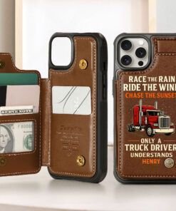 Personalized Truck Driver Leather Flip Wallet Phone Case MQHH5070502