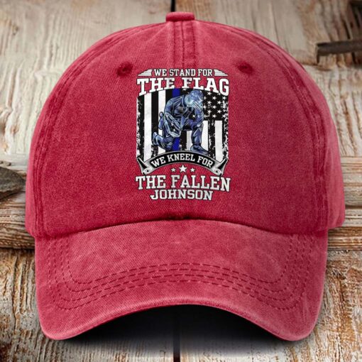 Personalized Police Distressed Washed Cotton Printed Hat MQHM5290502 - Image 5