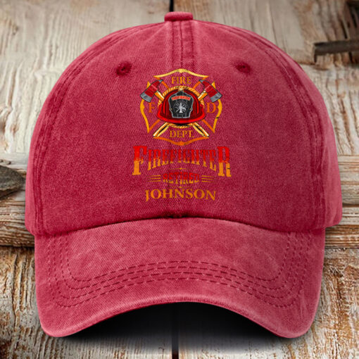 Personalized Firefighter Distressed Washed Cotton Printed Hat MQHM5140504 - Image 6
