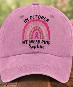 Custom Breast Cancer Pink Rainbow Denim Hat THTO5200502