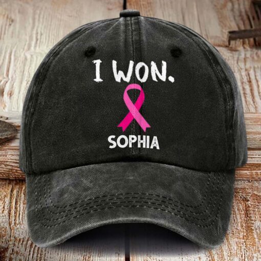 Personalized Breast Cancer Awareness Distressed Washed Printed Hat NPHM5080504 - Image 2