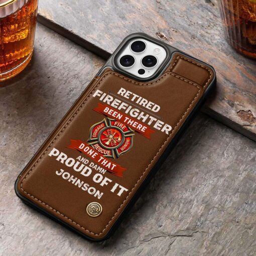 Personalized Firefighter Leather Flip Wallet Phone Case, Gift For Fireman, Retired Firefighter Gift UKHM5060503 - Image 6