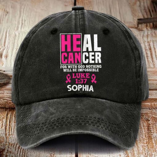 Personalized Breast Cancer Awareness Distressed Washed Printed Hat NPHM5080505 - Image 2
