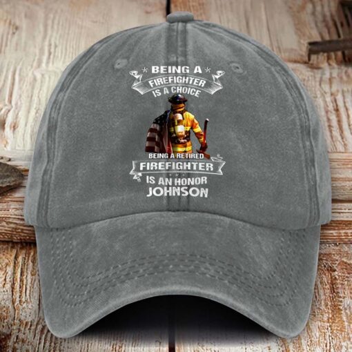 Personalized Fire Fighter Distressed Washed Cotton Printed Hat MQHM5120502 - Image 4