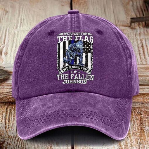 Personalized Police Distressed Washed Cotton Printed Hat MQHM5290502 - Image 7