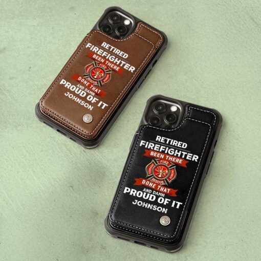 Personalized Firefighter Leather Flip Wallet Phone Case, Gift For Fireman, Retired Firefighter Gift UKHM5060503 - Image 7
