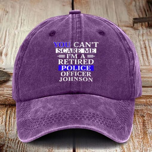 Personalized Police Distressed Washed Cotton Printed Hat MQHM5290504 - Image 7