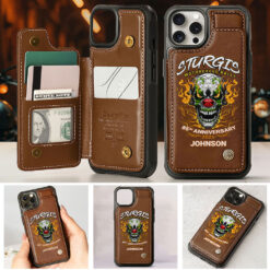 Personalized Motorcycle Leather Flip Wallet Phone Case UKTZ5060502