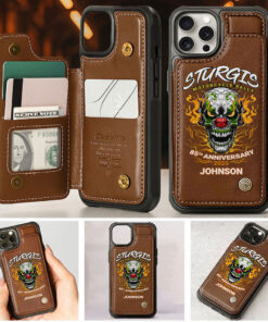 Personalized Motorcycle Leather Flip Wallet Phone Case UKTZ5060502