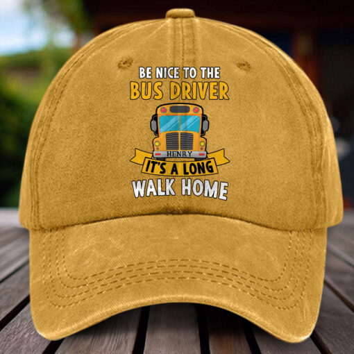 Personalized School Bus Distressed Washed Cotton Printed Hat MQHH5140503 - Image 6
