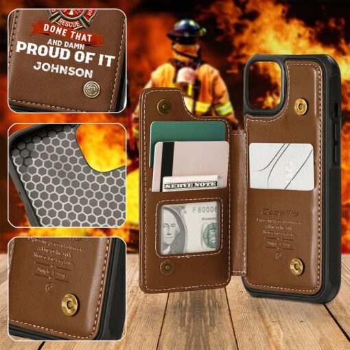 Personalized Firefighter Leather Flip Wallet Phone Case, Gift For Fireman, Retired Firefighter Gift UKHM5060503 - Image 9