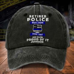 Personalized Retired Police Distressed Washed Cotton Printed Hat UKTD5070501