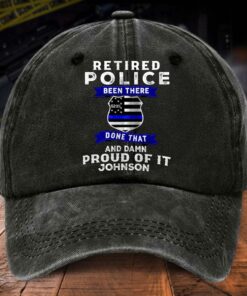 Personalized Retired Police Distressed Washed Cotton Printed Hat UKTD5070501