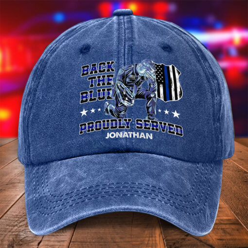 Personalized Police Distressed Washed Cotton Printed Hat MQNT5210505 - Image 2