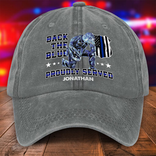 Personalized Police Distressed Washed Cotton Printed Hat MQNT5210505 - Image 3