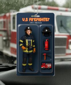 Custom Your Own Action Figure, Turn Your Photo into an Action Figure Firefighter Acrylic Car Ornament, Keychain QFTD5070511