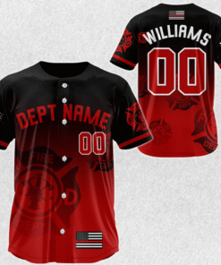 Custom Firefighter Baseball Jersey, Personalized Fire Dept Shirt with Name & Number, Firefighter Gift MQND5140504
