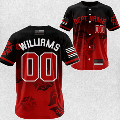 Custom Firefighter Baseball Jersey, Personalized Fire Dept Shirt with Name & Number, Firefighter Gift MQND5140504 - Image 2