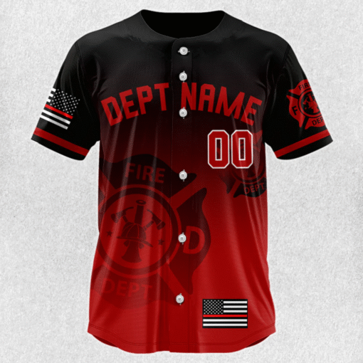 Custom Firefighter Baseball Jersey, Personalized Fire Dept Shirt with Name & Number, Firefighter Gift MQND5140504 - Image 4