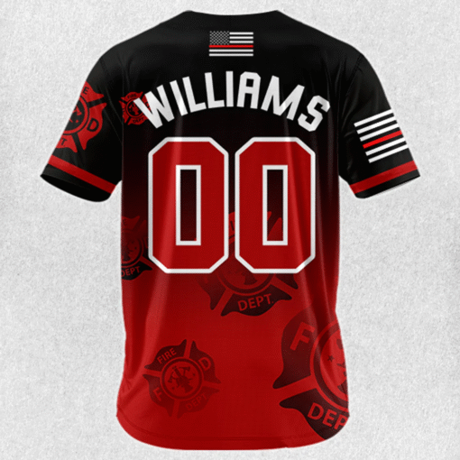 Custom Firefighter Baseball Jersey, Personalized Fire Dept Shirt with Name & Number, Firefighter Gift MQND5140504 - Image 3