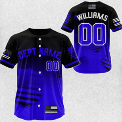 Custom Police Thin Blue Line Baseball Jersey – Personalized Name & Badge Number MQND5140505