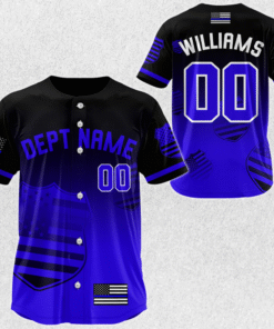 Custom Police Thin Blue Line Baseball Jersey – Personalized Name & Badge Number MQND5140505