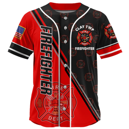 Custom Firefighter Baseball Jersey, Personalized Fire Dept Shirt with Name & Number, Firefighter Gift MQND5140501 - Image 4