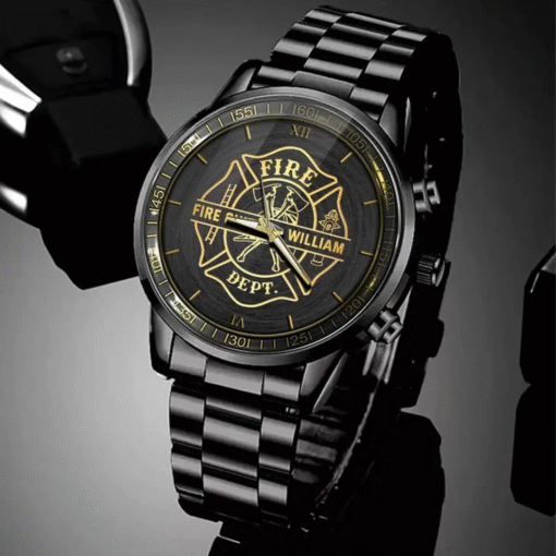 Engraved Firefighter Watch for Men – Custom Name & Rank Timepiece MQTZ5130501 - Image 3