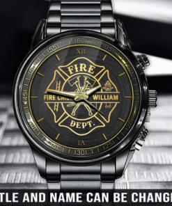 Engraved Firefighter Watch for Men – Custom Name & Rank Timepiece MQTZ5130501