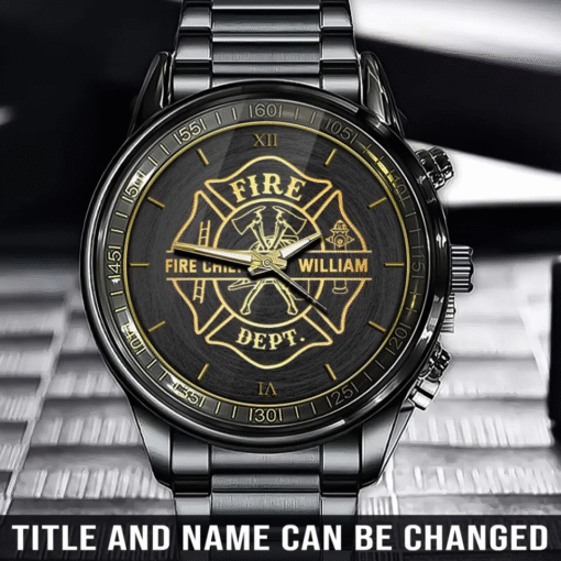 Engraved Firefighter Watch for Men – Custom Name & Rank Timepiece MQTZ5130501