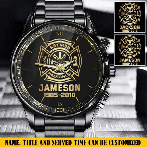 Engraved Firefighter Watch for Men – Custom Name & Rank Timepiece MQTZ5130502