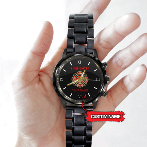 Custom Firefighter Watch – Personalized Engraved Name Gift for Fireman MQTZ5130503 - Image 3
