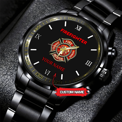 Custom Firefighter Watch – Personalized Engraved Name Gift for Fireman MQTZ5130503 - Image 2